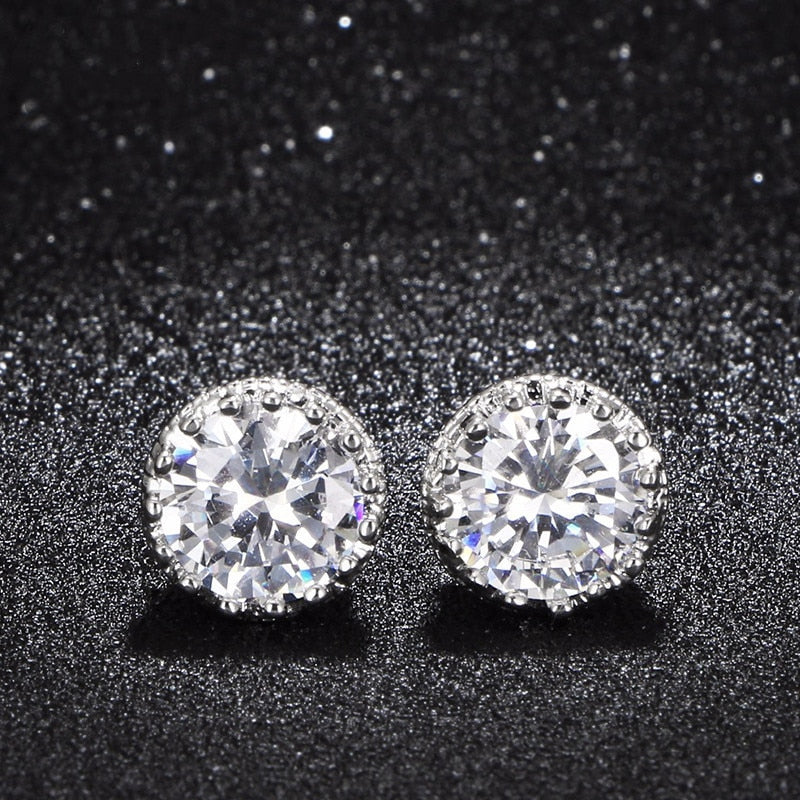 Boulder's Jewelry Round Cut Queen Setting Stud  Earrings