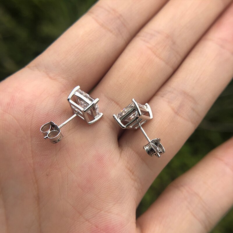 Boulder's Jewelry Princess Cut Silver Earrings